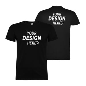 Beagle 6554 t-shirt nera personalizzabile, stampa grande fronte e retro