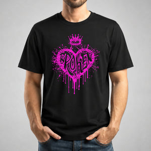 T-shirt streetwear nera Broken Heart indossata fronte